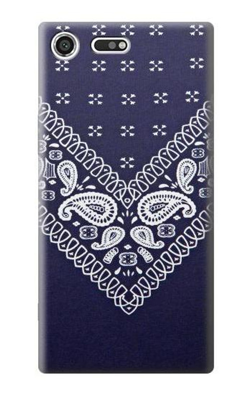 S3357 Navy Blue Bandana Pattern Case Cover Custodia per Sony Xperia XZ Premium