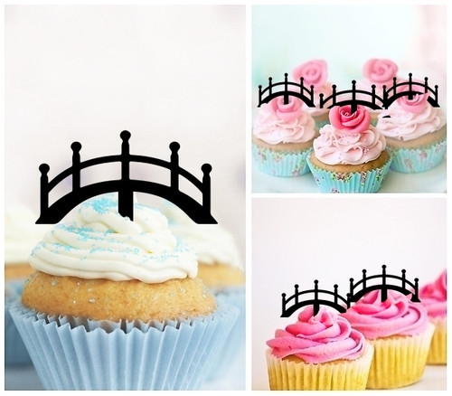 TA0681 Japanese Bridge Acrilico Cupcake Topper Torte e Muffin per Matrimonio Compleanno Festa Decorazione 10 pezzi