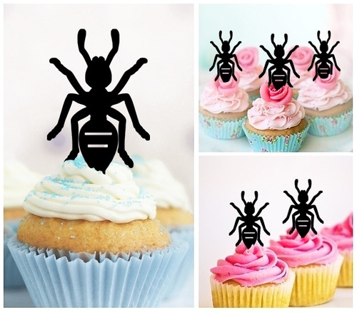 TA0731 Black Ant Insect Bug Acrilico Cupcake Topper Torte e Muffin per Matrimonio Compleanno Festa Decorazione 10 pezzi