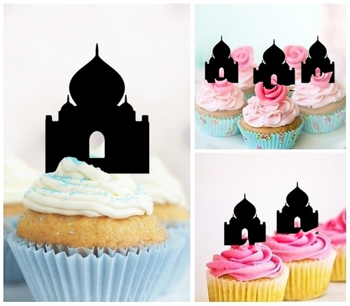 TA0741 Taj Mahal Acrilico Cupcake Topper Torte e Muffin per Matrimonio Compleanno Festa Decorazione 10 pezzi