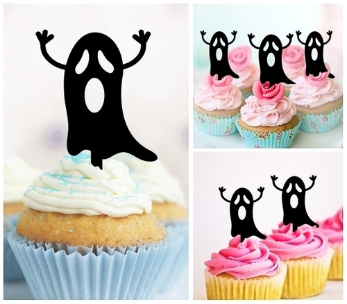 TA0781 Funny Flying Ghost Acrilico Cupcake Topper Torte e Muffin per Matrimonio Compleanno Festa Decorazione 10 pezzi