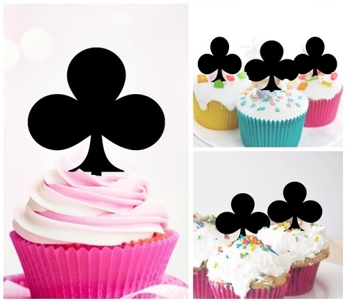 TA0825 Card Club Poker Acrilico Cupcake Topper Torte e Muffin per Matrimonio Compleanno Festa Decorazione 10 pezzi