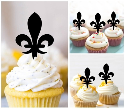 TA0826 Fleur De Lis Acrilico Cupcake Topper Torte e Muffin per Matrimonio Compleanno Festa Decorazione 10 pezzi