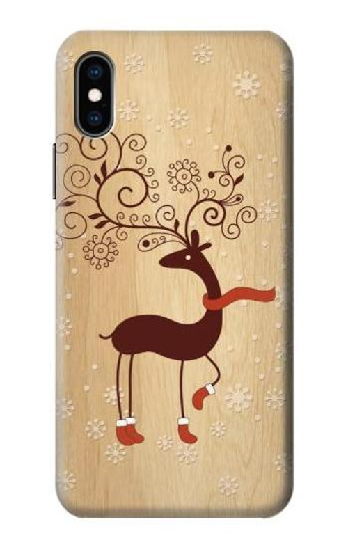 S3081 Wooden Raindeer Graphic Printed Case Cover Custodia per iPhone X, iPhone XS