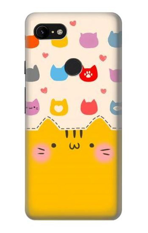 S2442 Cute Cat Cartoon Funny Case Cover Custodia per Google Pixel 3 XL