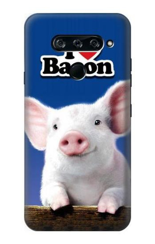 S0608 I Love Bacon Cute Baby Pig Case Cover Custodia per LG V40, LG V40 ThinQ