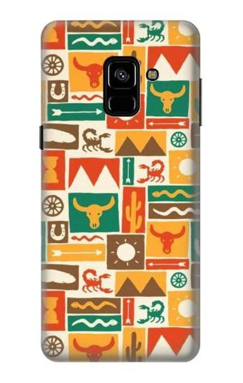 S1873 Western Pattern Case Cover Custodia per Samsung Galaxy A8 (2018)