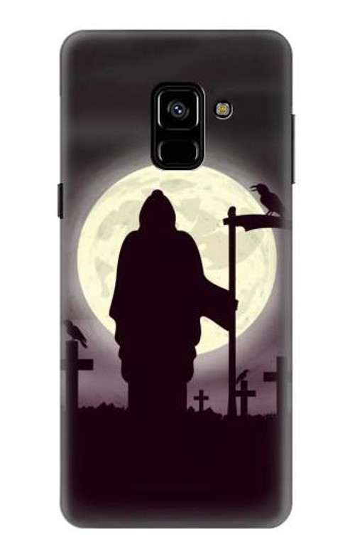 S3262 Grim Reaper Night Moon Cemetery Case Cover Custodia per Samsung Galaxy A8 (2018)