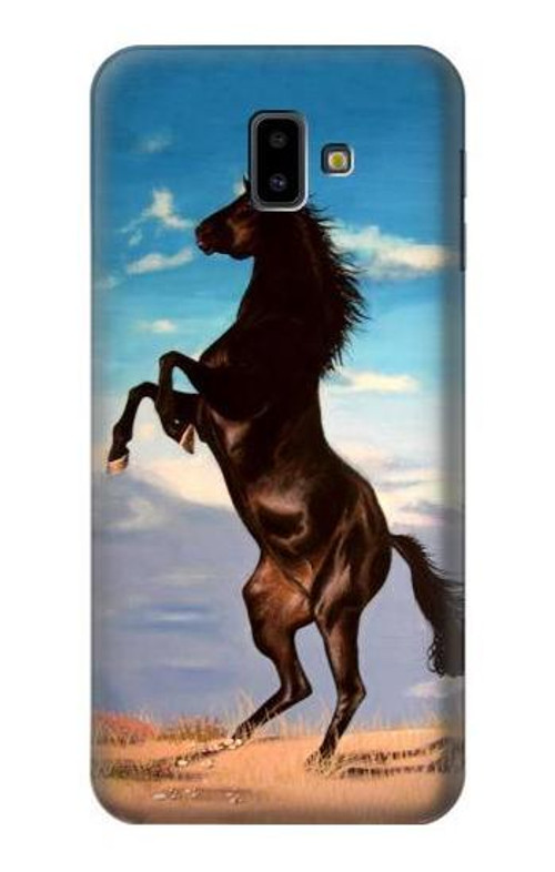 S0934 Wild Black Horse Case Cover Custodia per Samsung Galaxy J6+ (2018), J6 Plus (2018)