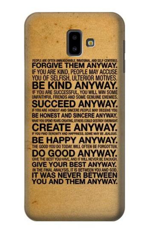 S2513 Mother Teresa Anyway Quotes Case Cover Custodia per Samsung Galaxy J6+ (2018), J6 Plus (2018)