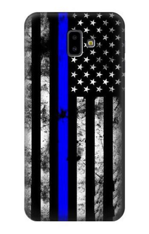 S3244 Thin Blue Line USA Case Cover Custodia per Samsung Galaxy J6+ (2018), J6 Plus (2018)