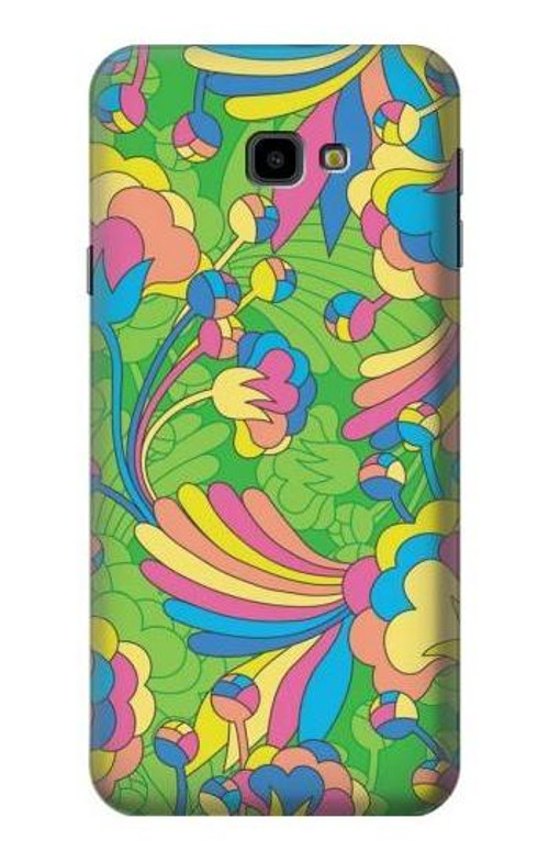 S3273 Flower Line Art Pattern Case Cover Custodia per Samsung Galaxy J4+ (2018), J4 Plus (2018)