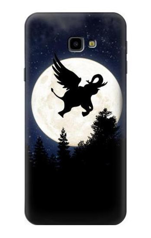 S3323 Flying Elephant Full Moon Night Case Cover Custodia per Samsung Galaxy J4+ (2018), J4 Plus (2018)