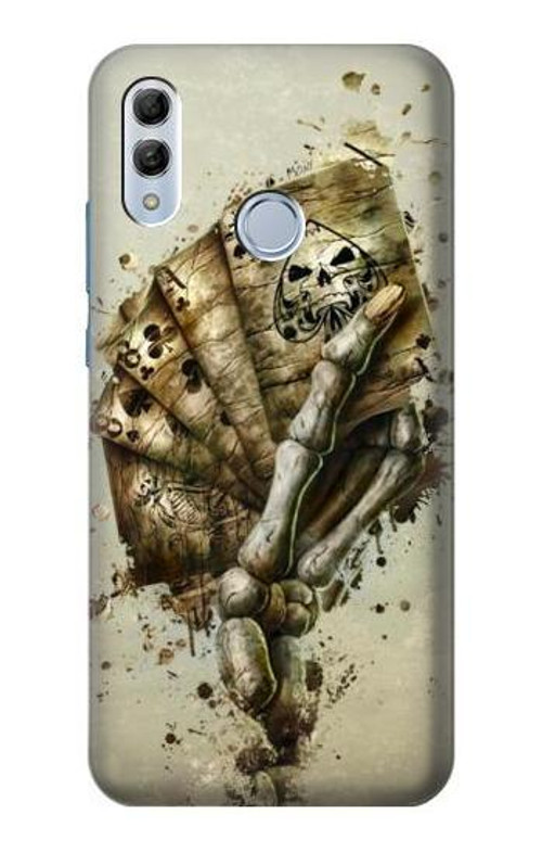 S0550 Skull Card Poker Case Cover Custodia per Huawei Honor 10 Lite, Huawei P Smart 2019