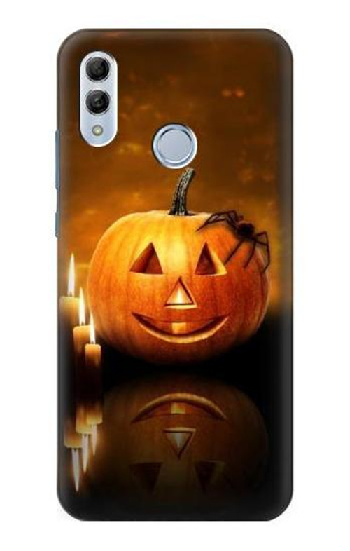 S1083 Pumpkin Spider Candles Halloween Case Cover Custodia per Huawei Honor 10 Lite, Huawei P Smart 2019