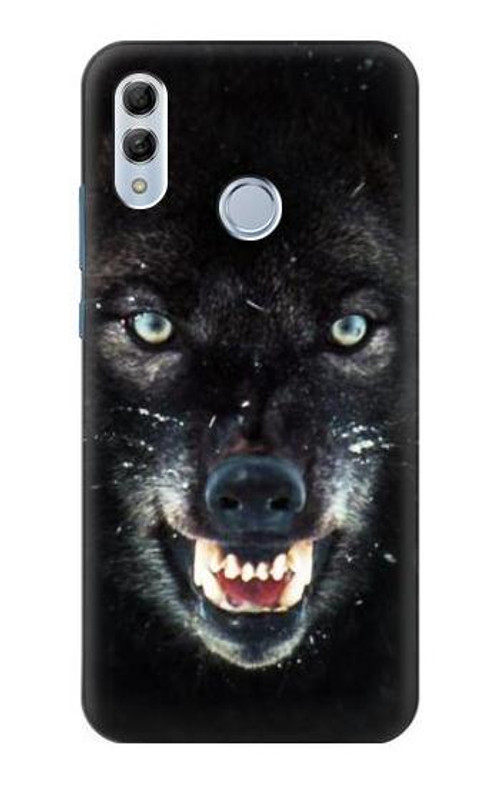 S2823 Black Wolf Blue Eyes Face Case Cover Custodia per Huawei Honor 10 Lite, Huawei P Smart 2019