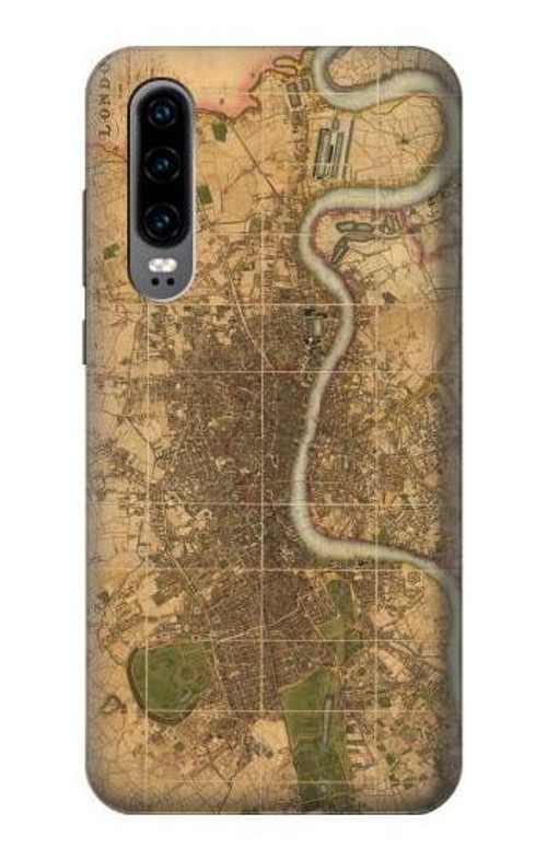 S3230 Vintage Map of London Case Cover Custodia per Huawei P30