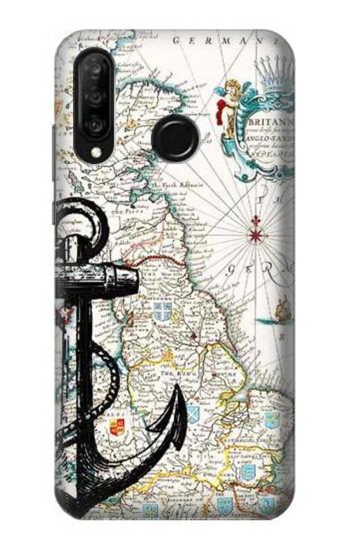 S1962 Nautical Chart Case Cover Custodia per Huawei P30 lite