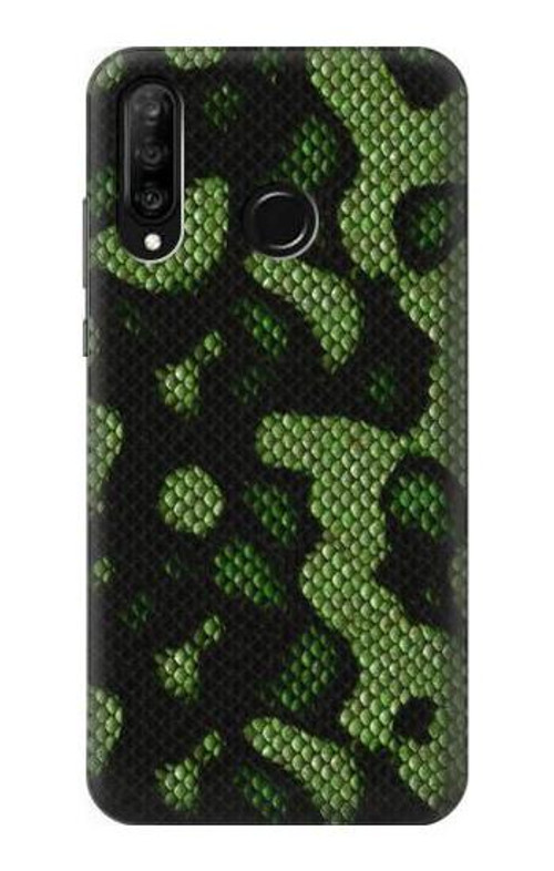 S2877 Green Snake Skin Graphic Printed Case Cover Custodia per Huawei P30 lite