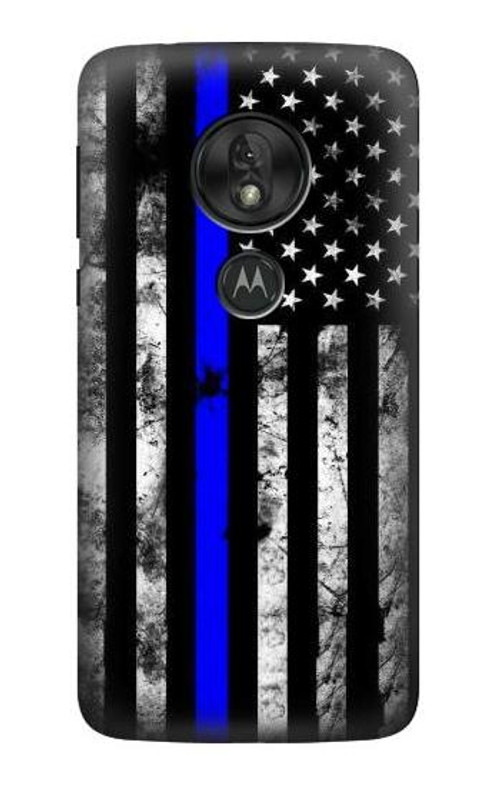 S3244 Thin Blue Line USA Case Cover Custodia per Motorola Moto G7 Play