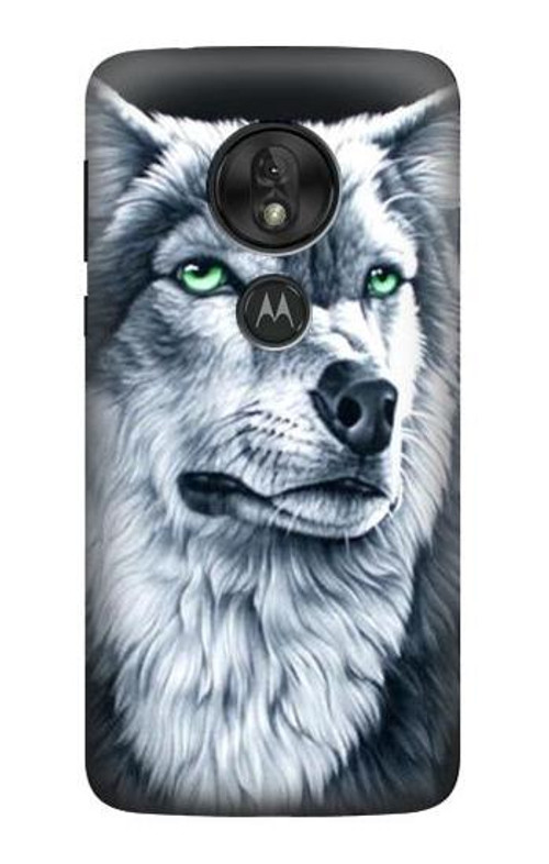 S0123 Grim White Wolf Case Cover Custodia per Motorola Moto G7 Power
