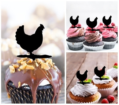 TA1037 Hen Barn Yard Animal Farm Acrilico Cupcake Topper Torte e Muffin per Matrimonio Compleanno Festa Decorazione 10 pezzi