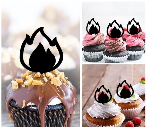 TA1047 Fire Acrilico Cupcake Topper Torte e Muffin per Matrimonio Compleanno Festa Decorazione 10 pezzi