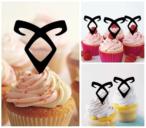 TA1272 Angelic Power Symbol Acrilico Cupcake Topper Torte e Muffin per Matrimonio Compleanno Festa Decorazione 10 pezzi