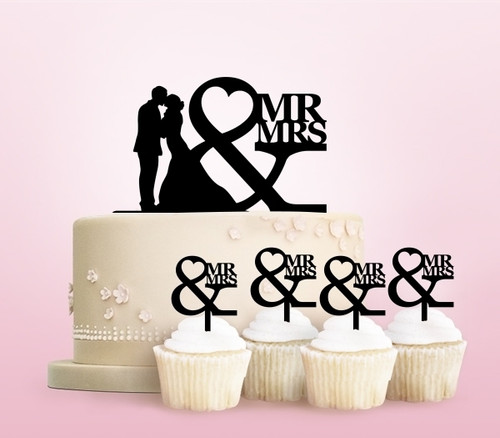 TC0247 Mr and Mrs Kiss Acrilico Cake Cupcake Topper Torte e Muffin per Matrimonio Compleanno Festa Decorazione 11 pezzi