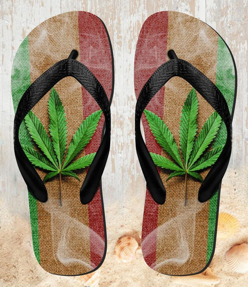 FA0189 Marijuana Rasta Flag Sandali Ciabatte Infradito per Spiaggia e Piscina Unisex