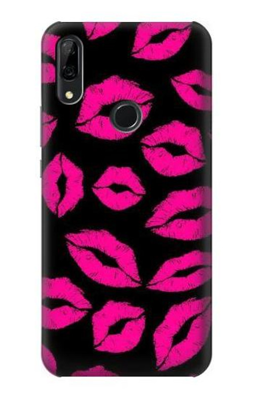 S2933 Pink Lips Kisses on Black Case Cover Custodia per Huawei P Smart Z, Y9 Prime 2019