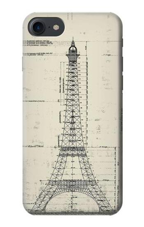 S3474 Eiffel Architectural Drawing Case Cover Custodia per iPhone 7, iPhone 8