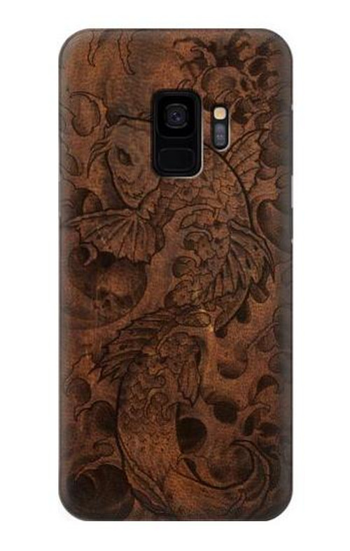 S3405 Fish Tattoo Leather Graphic Print Case Cover Custodia per Samsung Galaxy S9