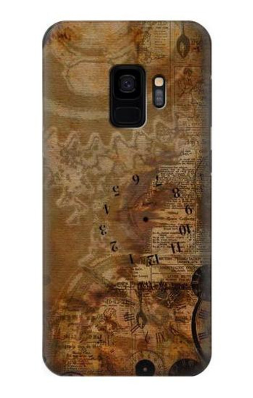 S3456 Vintage Paper Clock Steampunk Case Cover Custodia per Samsung Galaxy S9