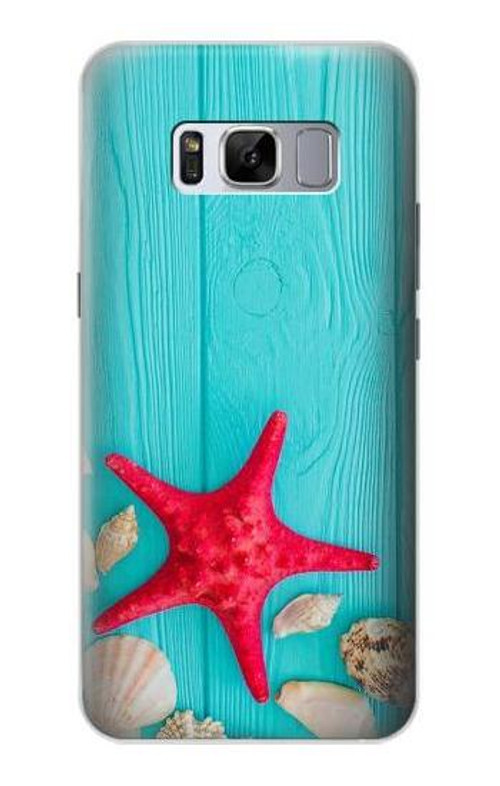 S3428 Aqua Wood Starfish Shell Case Cover Custodia per Samsung Galaxy S8 Plus