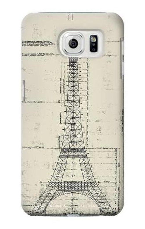 S3474 Eiffel Architectural Drawing Case Cover Custodia per Samsung Galaxy S7 Edge