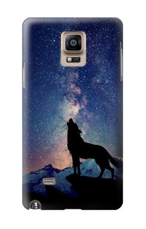 S3555 Wolf Howling Million Star Case Cover Custodia per Samsung Galaxy Note 4