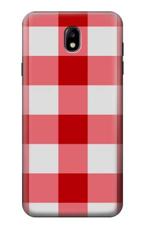 S3535 Red Gingham Case Cover Custodia per Samsung Galaxy J7 (2018), J7 Aero, J7 Top, J7 Aura, J7 Crown, J7 Refine, J7 Eon, J7 V 2nd Gen, J7 Star