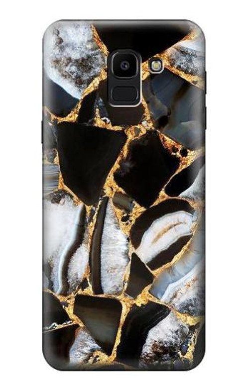 S3419 Gold Marble Graphic Print Case Cover Custodia per Samsung Galaxy J6 (2018)
