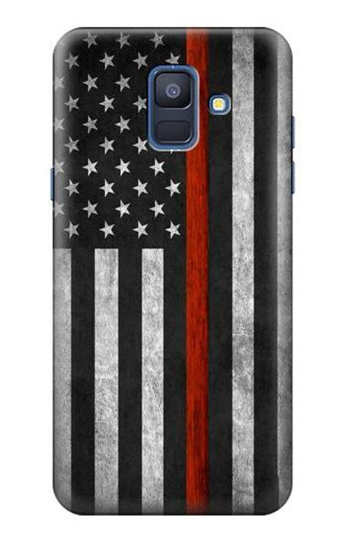 S3472 Firefighter Thin Red Line Flag Case Cover Custodia per Samsung Galaxy A6 (2018)