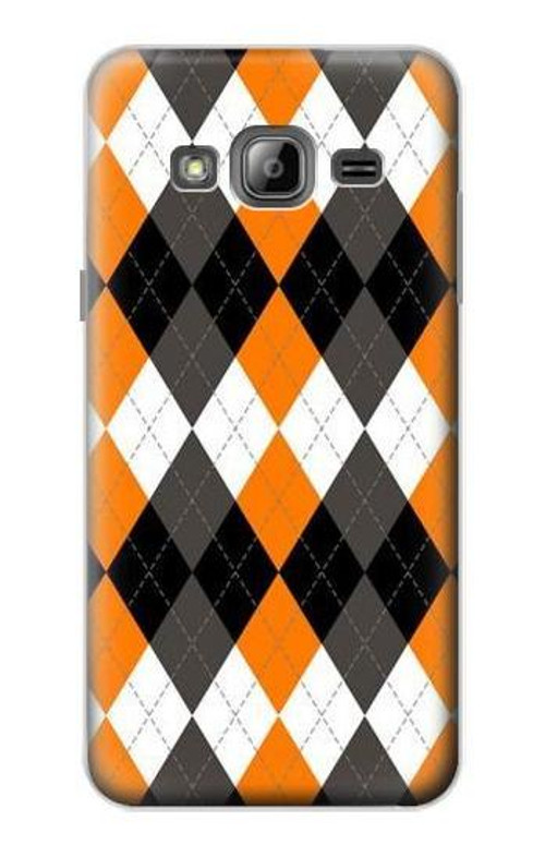 S3421 Black Orange White Argyle Plaid Case Cover Custodia per Samsung Galaxy J3 (2016)