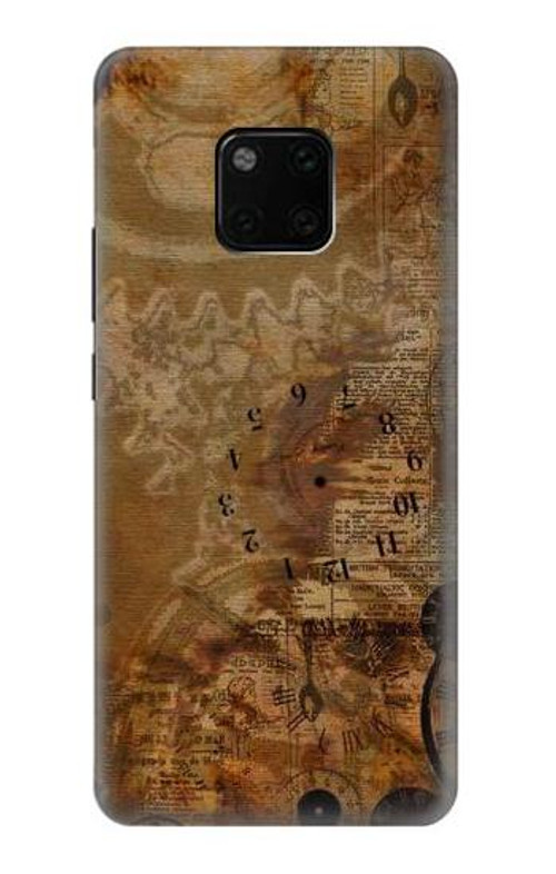 S3456 Vintage Paper Clock Steampunk Case Cover Custodia per Huawei Mate 20 Pro