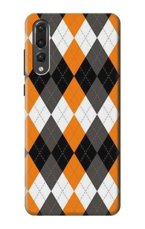 S3421 Black Orange White Argyle Plaid Case Cover Custodia per Huawei P20 Pro