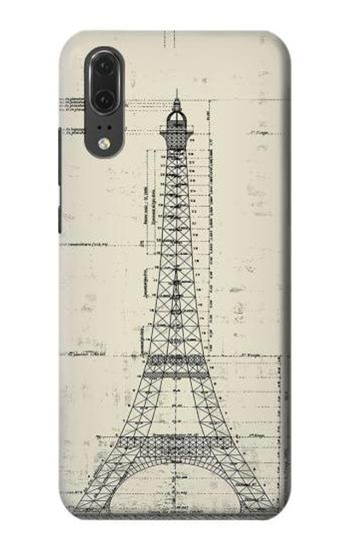 S3474 Eiffel Architectural Drawing Case Cover Custodia per Huawei P20