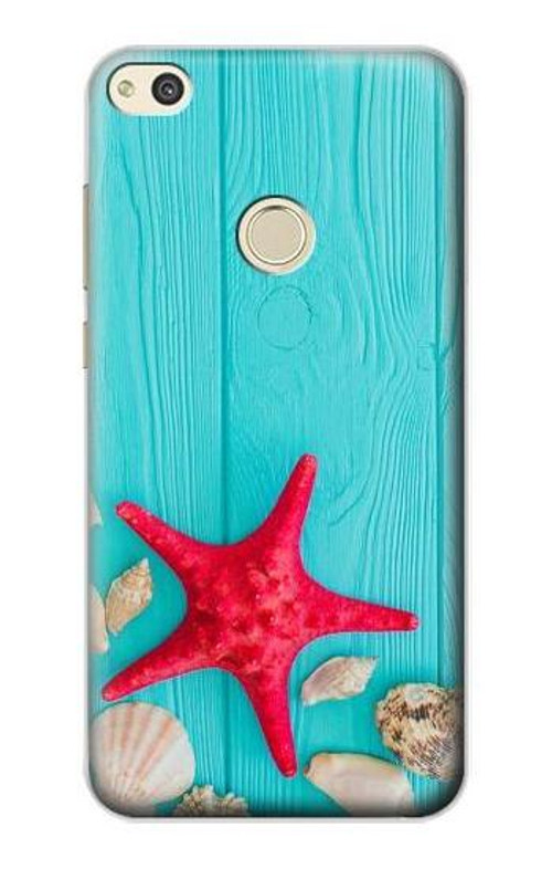 S3428 Aqua Wood Starfish Shell Case Cover Custodia per Huawei P8 Lite (2017)