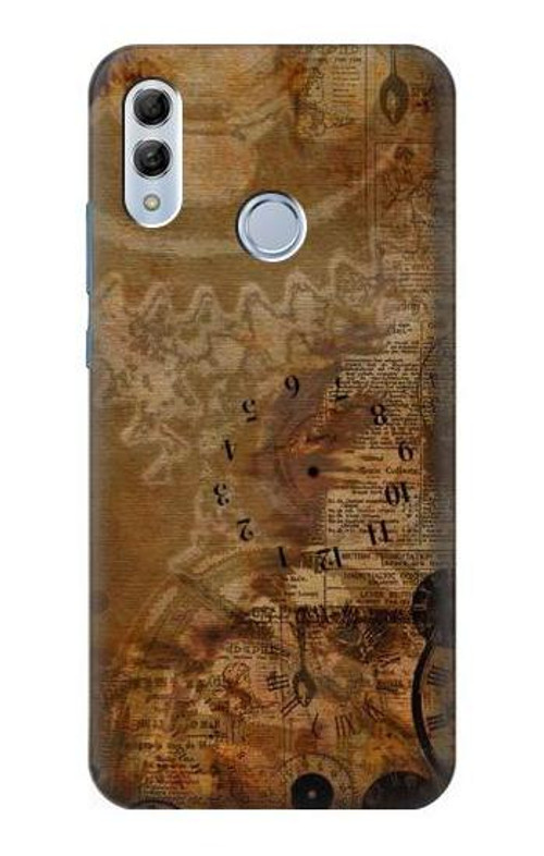 S3456 Vintage Paper Clock Steampunk Case Cover Custodia per Huawei Honor 10 Lite, Huawei P Smart 2019