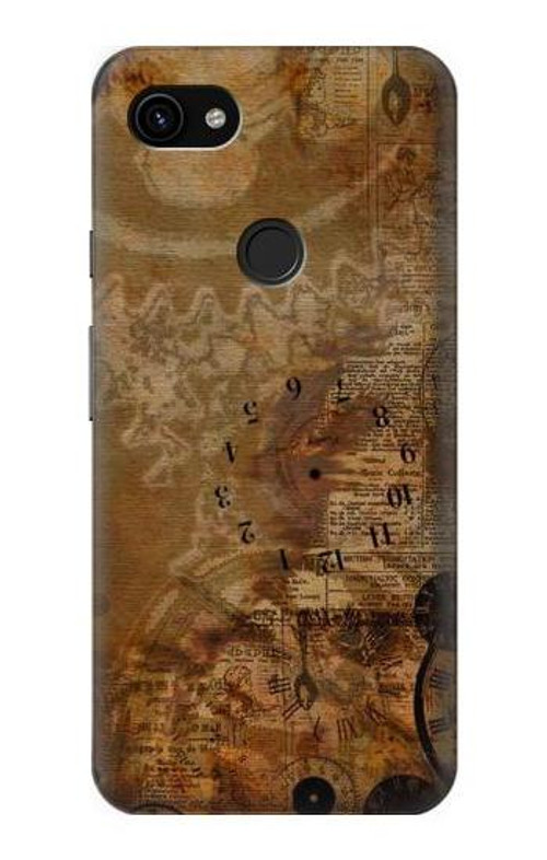 S3456 Vintage Paper Clock Steampunk Case Cover Custodia per Google Pixel 3a XL