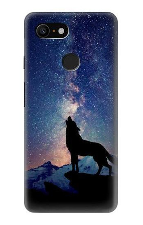 S3555 Wolf Howling Million Star Case Cover Custodia per Google Pixel 3