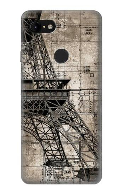 S3416 Eiffel Tower Blueprint Case Cover Custodia per Google Pixel 3 XL