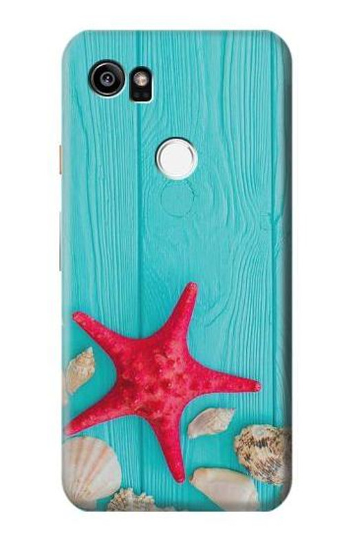 S3428 Aqua Wood Starfish Shell Case Cover Custodia per Google Pixel 2 XL